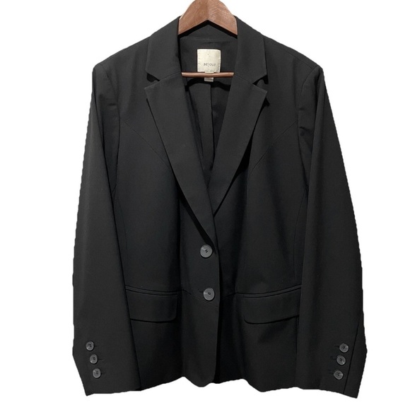 Sejour Plus 16W Black Blazer Two-Button Career Work Office Jacket - Picture 1 of 7